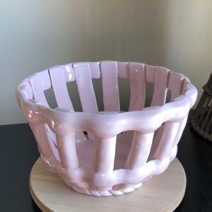Potter’s Studio PINK Ceramic Bowl Basket